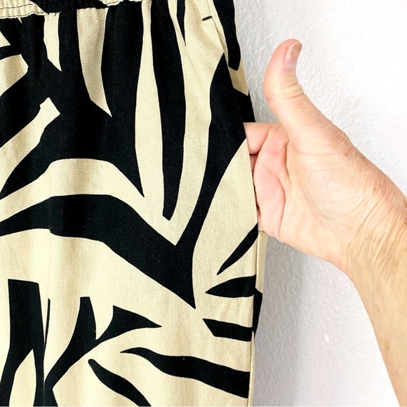 Joie Black/Tan Zebra Print Wide Leg Linen Blend Pants Size XL - Picture 4 of 6